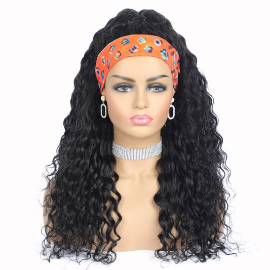 Headband Wig Water Wave Human Hair Scarf Wig No GLUE Easy Wear - GlamAura