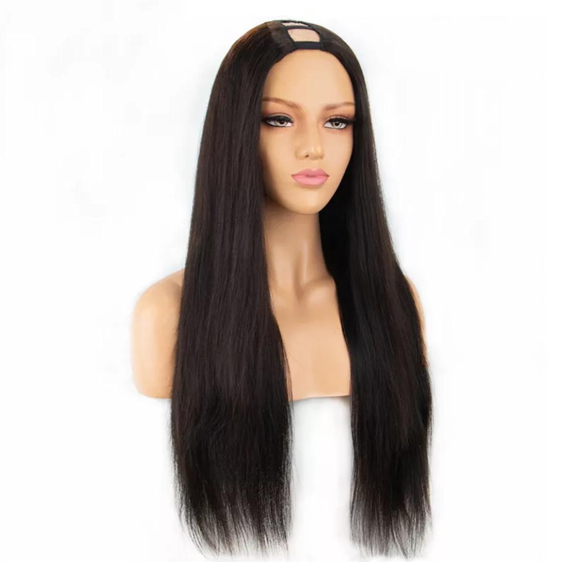 U Part Wig Straight Hair Human Hair Wigs For Black Women Brazilian - GlamAura