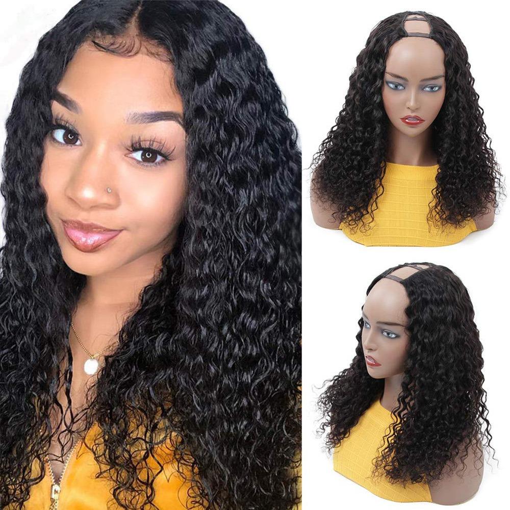 U Part Wig Water Wave Human Hair Wigs For Black Women Brazilian Remy H - GlamAura