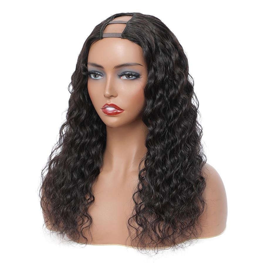 U Part Wig Water Wave Human Hair Wigs For Black Women Brazilian Remy H - GlamAura