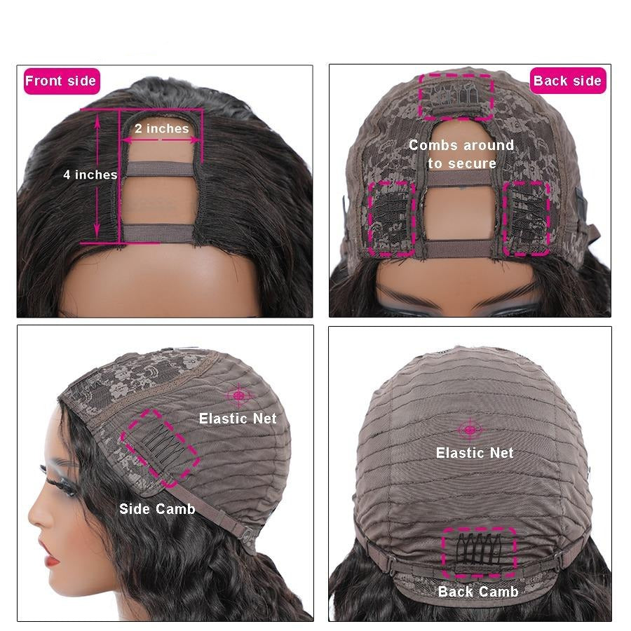 U Part Wig Water Wave Human Hair Wigs For Black Women Brazilian Remy H - GlamAura