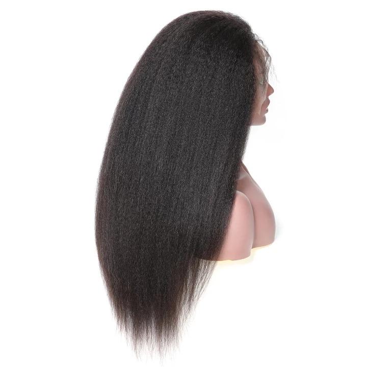 13x4 HD Transparent Lace Frontal Kinky Straight Human Hair Wigs 200% D - GlamAura