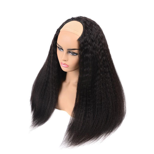 U Part Wig Kinky Straight Human Hair Wigs For Black Women Brazilian Re - GlamAura