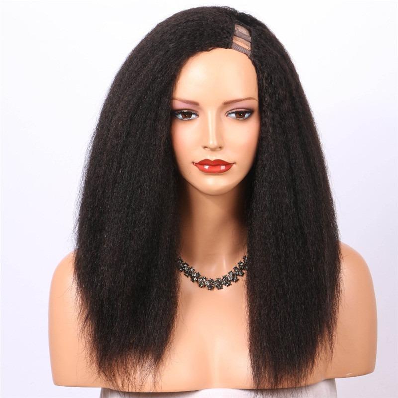 U Part Wig Kinky Straight Human Hair Wigs For Black Women Brazilian Re - GlamAura