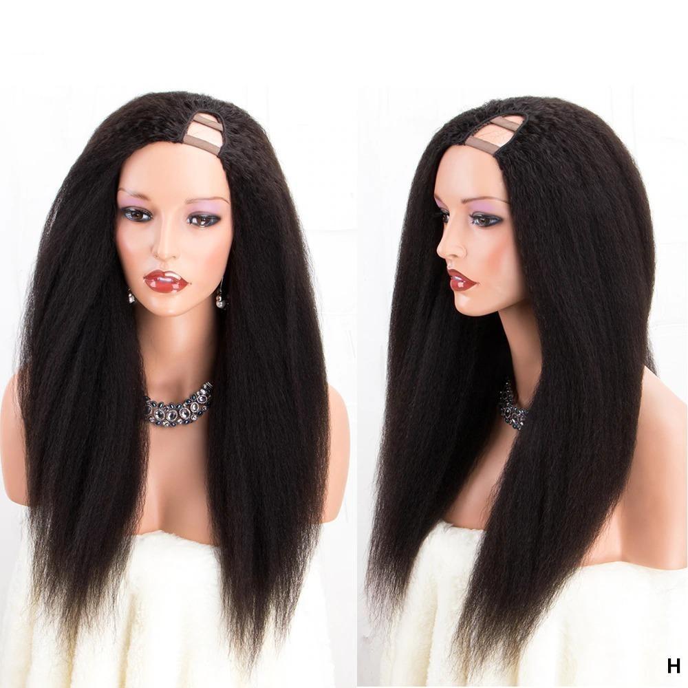 U Part Wig Kinky Straight Human Hair Wigs For Black Women Brazilian Re - GlamAura