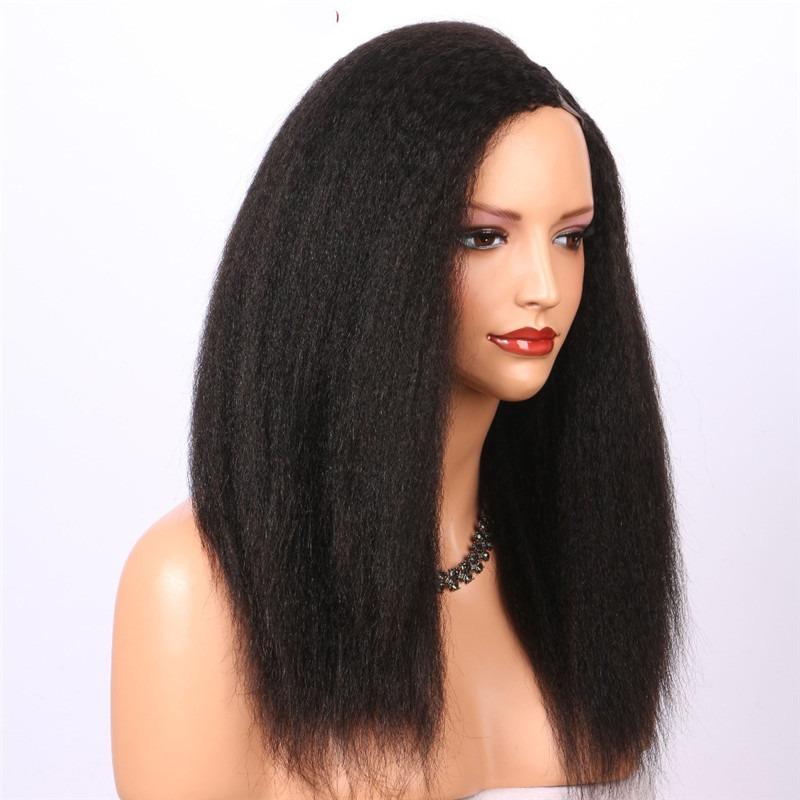 U Part Wig Kinky Straight Human Hair Wigs For Black Women Brazilian Re - GlamAura
