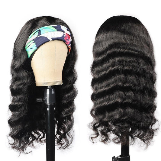 Headband Wig Loose Body Wave Human Hair Scarf Wig No GLUE Easy Wear - GlamAura