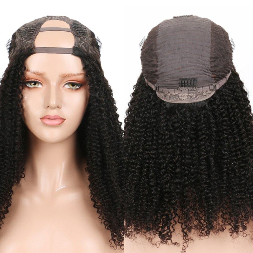 U Part Wig Kinky Curly Human Hair Wigs For Black Women Brazilian Remy - GlamAura
