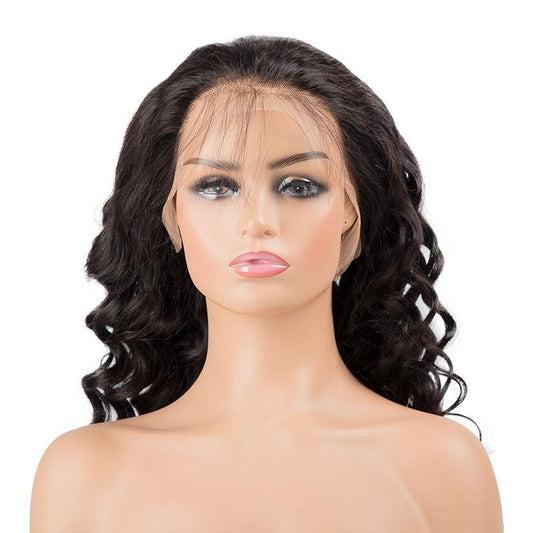 13x4 HD Transparent Lace Front Loose Curly Human Hair Wigs 200% Densit - GlamAura