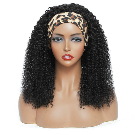 Headband Wig Kinky Curly Human Hair Scarf Wig No GLUE Easy Wear - GlamAura