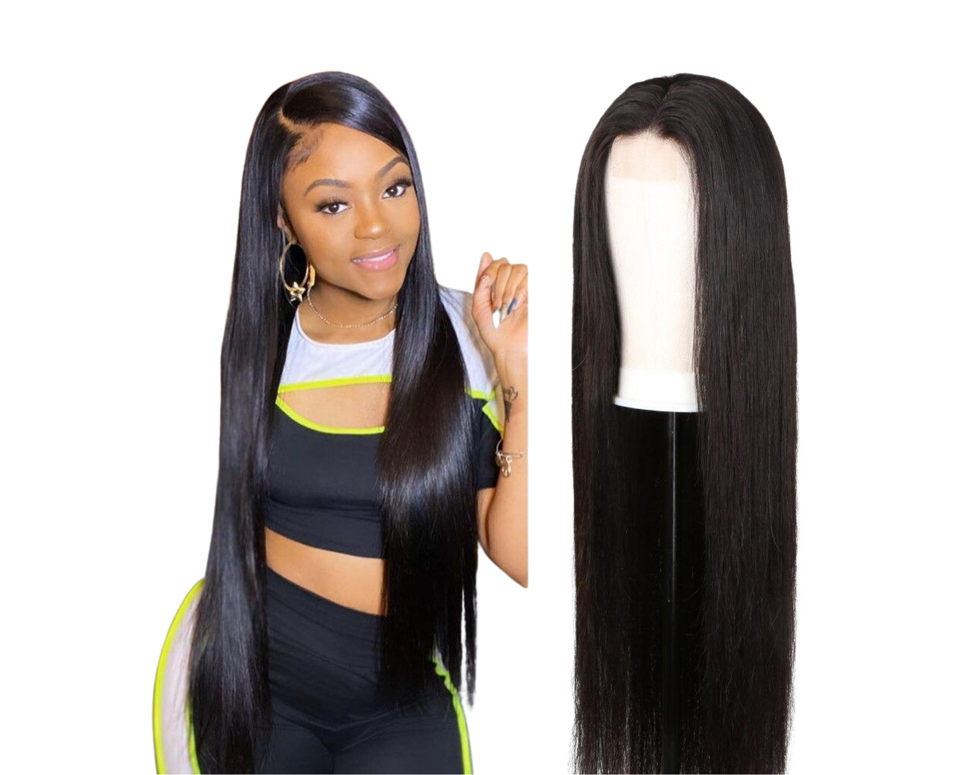 180% Density Full 4x4 Transparent Lace Front Straight Human Hair Wigs - GlamAura