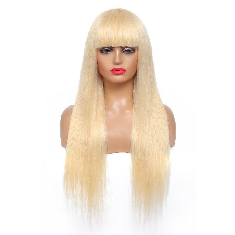 #1B/613 Straight 180% Density #613 Wig with Bang 200% Density Human - GlamAura