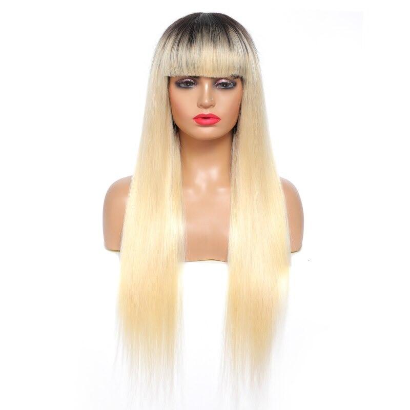 #1B/613 Straight 180% Density #613 Wig with Bang 200% Density Human - GlamAura