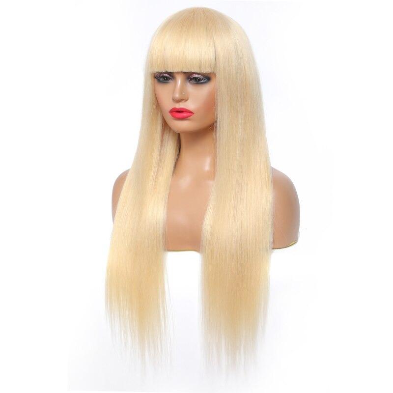 #1B/613 Straight 180% Density #613 Wig with Bang 200% Density Human - GlamAura
