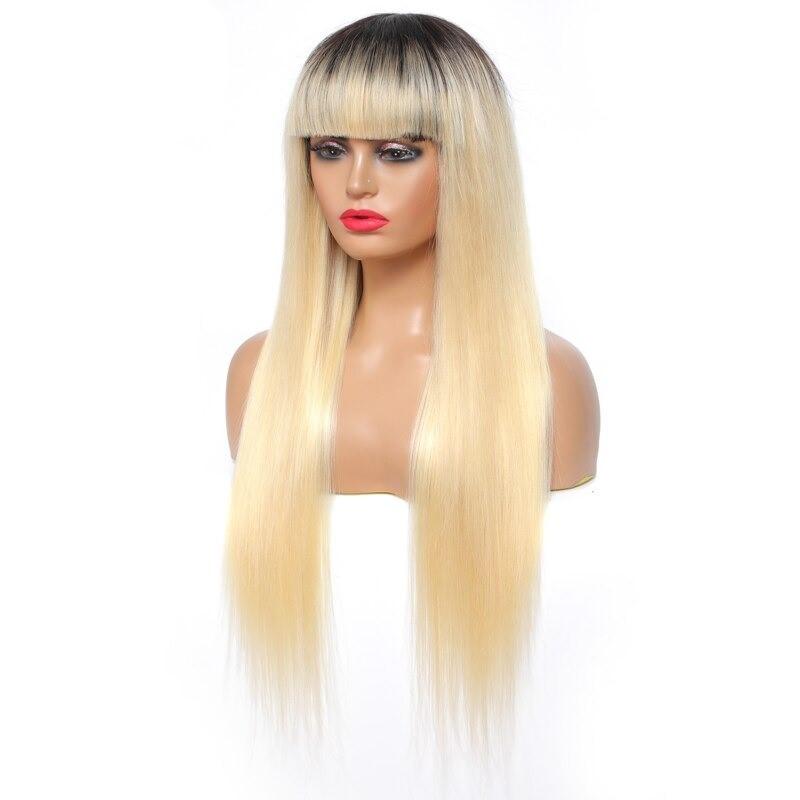 #1B/613 Straight 180% Density #613 Wig with Bang 200% Density Human - GlamAura
