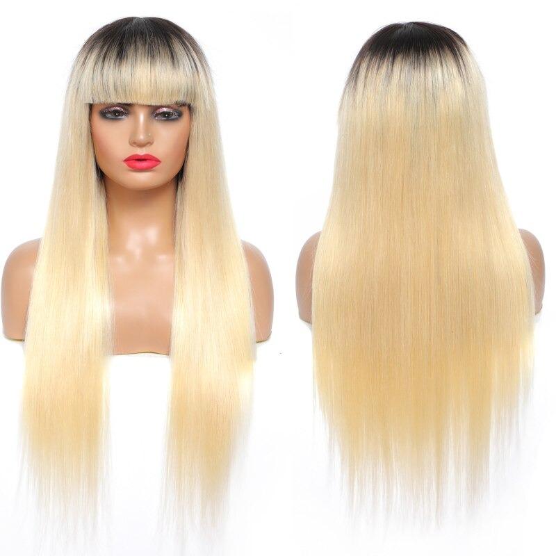 #1B/613 Straight 180% Density #613 Wig with Bang 200% Density Human - GlamAura