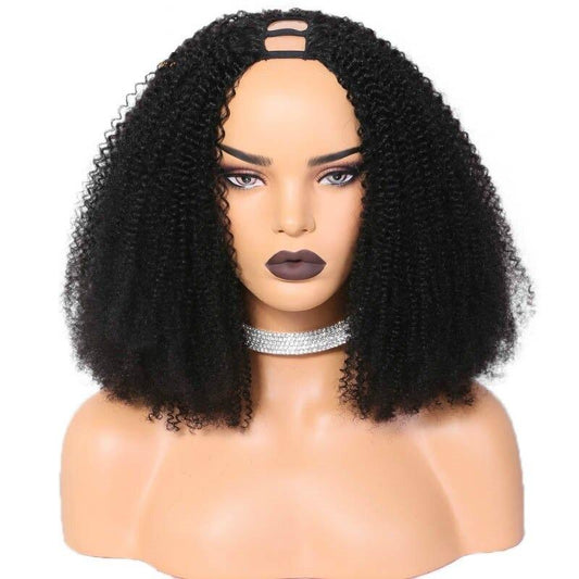 U Part Wig Afro Kinky Curly Human Hair Wigs For Black Women Brazilian - GlamAura