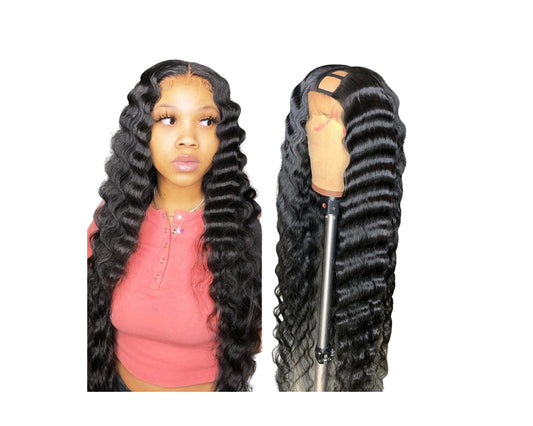 U Part Wig Loose Deep Human Hair Wigs For Black Women Brazilian Remy H - GlamAura