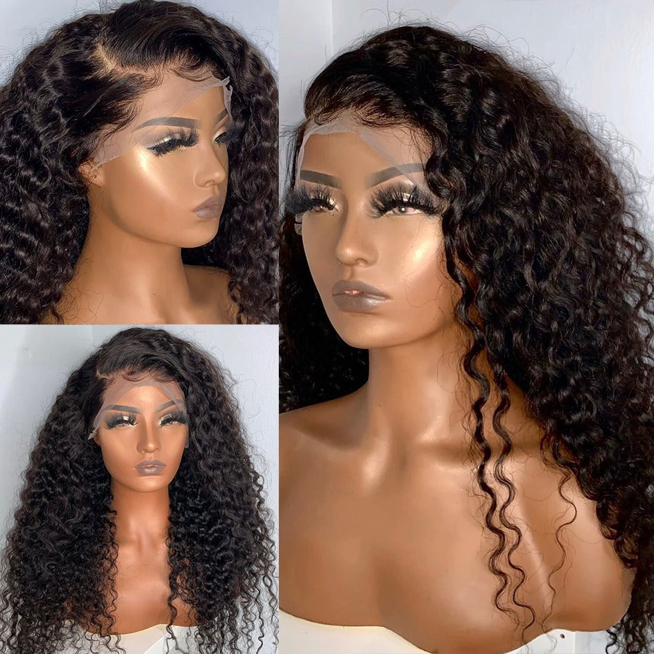 13x4 HD Transparent Lace Frontal Deep Wave Human Hair Wigs 200% Densit - GlamAura