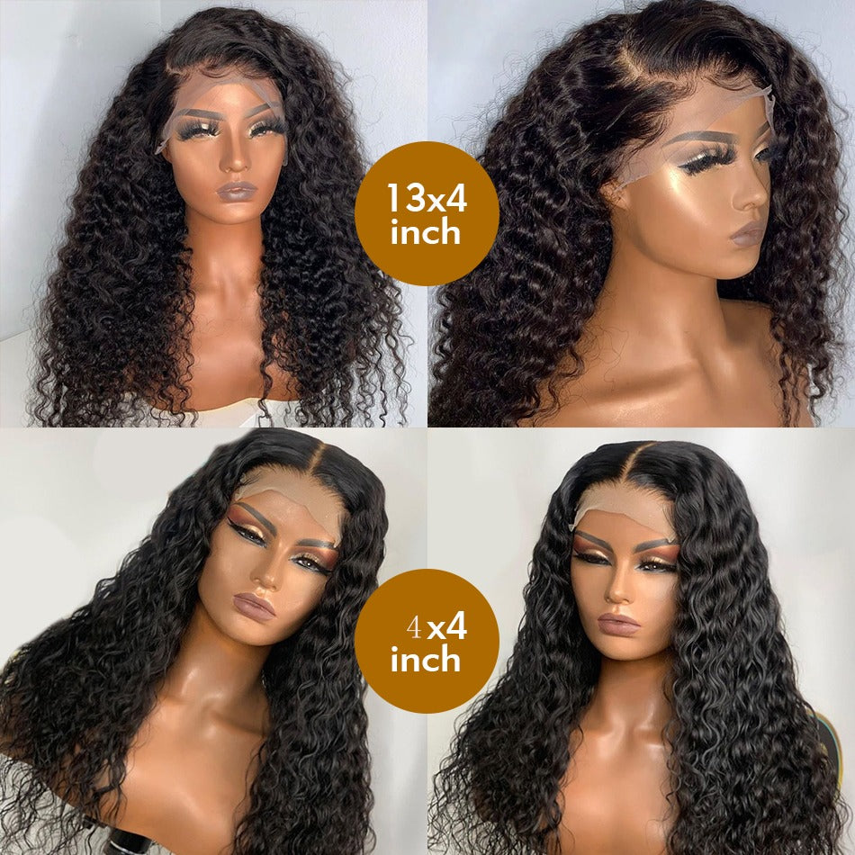 13x4 HD Transparent Lace Frontal Deep Wave Human Hair Wigs 200% Densit - GlamAura
