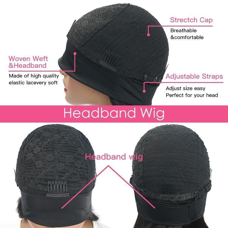 Headband Wig Loose Deep Wave Human Hair Scarf Wig No GLUE Easy Wear - GlamAura