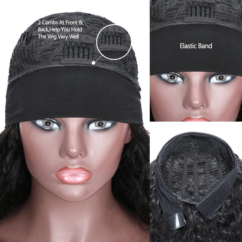 Headband Wig Loose Deep Wave Human Hair Scarf Wig No GLUE Easy Wear - GlamAura