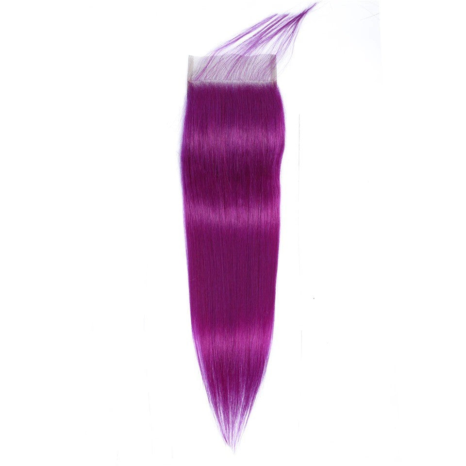 Purple 10A Grade Silver #1B/ purple  3/4 Straight BUNDLES with CLOSURE - GlamAura
