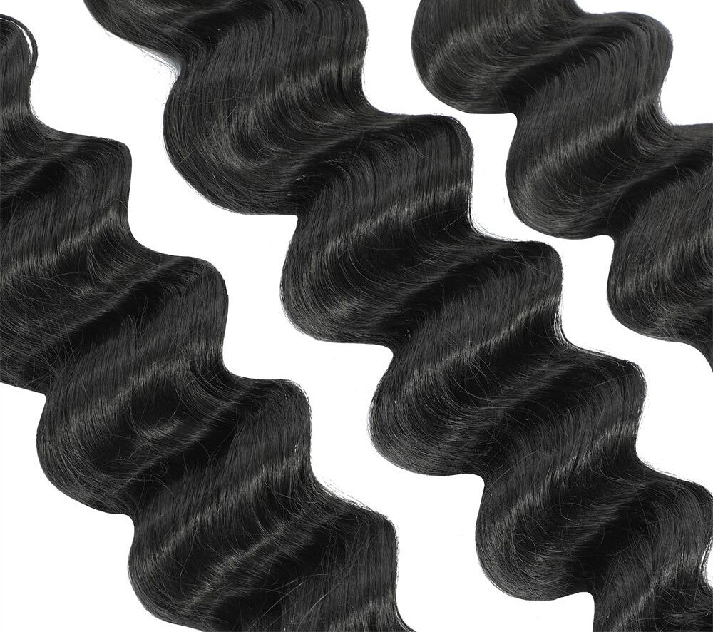 10A Grade 1/3/4 Loose Body Wave Weave Peruvian Human Hair Extension Bu - GlamAura