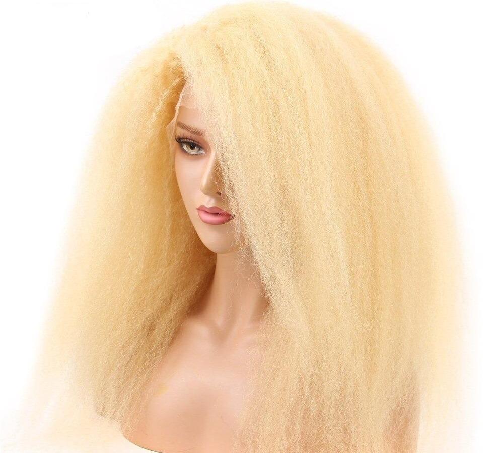 200% Density Kinky Straight 613 Blonde 13x4 Lace 13x6 Frontal Wigs - GlamAura