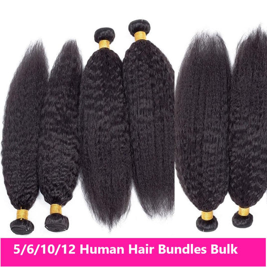 Wholesale 5/6/10/12 Bundles Brazilian Kinky Straight 10A Grade Human H - GlamAura