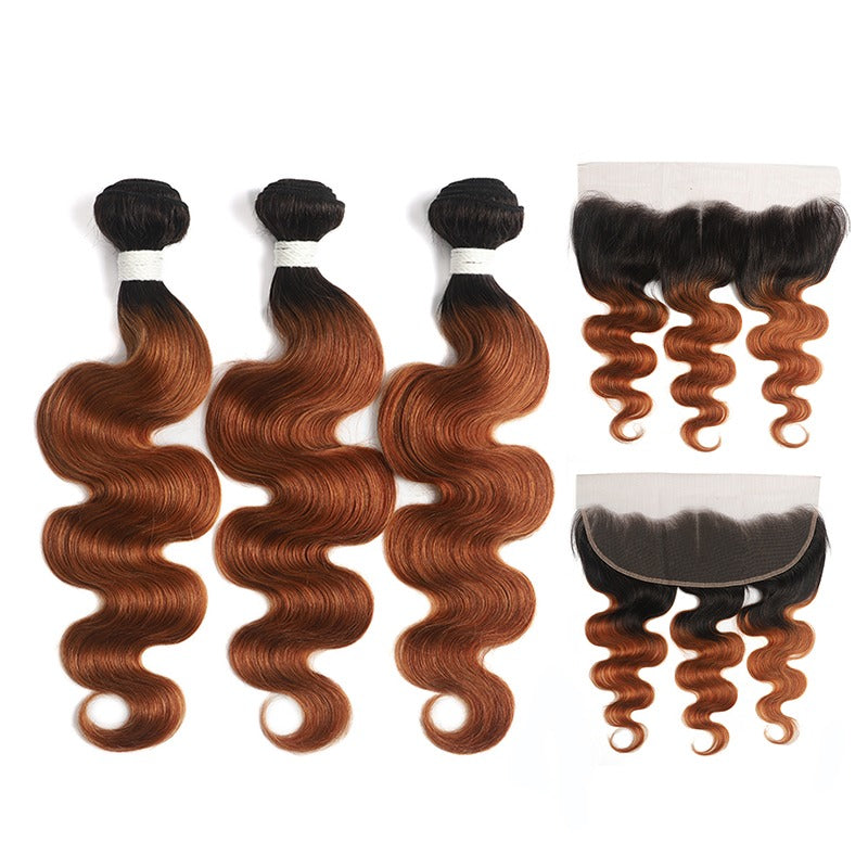 #30 Ombre 10A Grade Body Wave #1B/30 BUNDLES with 4x4 CLOSURES & 13x4 - GlamAura