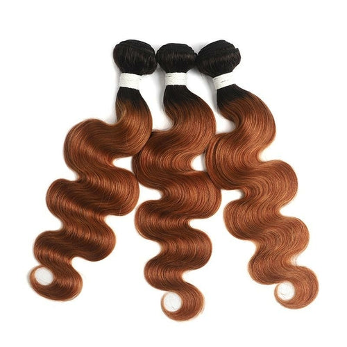 #30 Ombre 10A Grade Body Wave #1B/30 BUNDLES with 4x4 CLOSURES & 13x4 - GlamAura