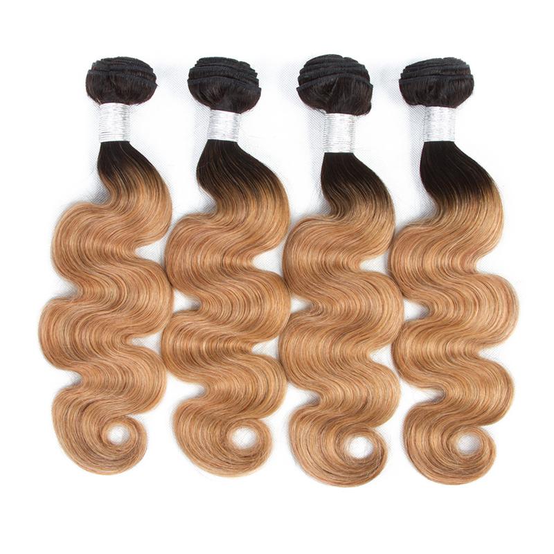 #27 Body Wave 10A Grade #1B/27 Hair BUNDLES with 4x4 CLOSURES & 13x4 F - GlamAura