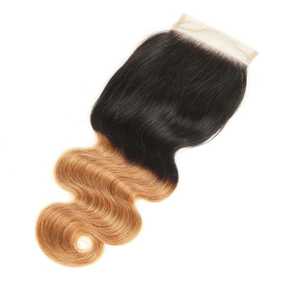 #27 Body Wave 10A Grade #1B/27 Hair BUNDLES with 4x4 CLOSURES & 13x4 F - GlamAura