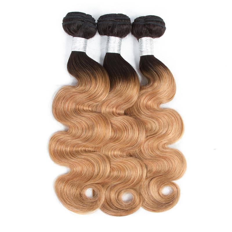 #27 Body Wave 10A Grade #1B/27 Hair BUNDLES with 4x4 CLOSURES & 13x4 F - GlamAura