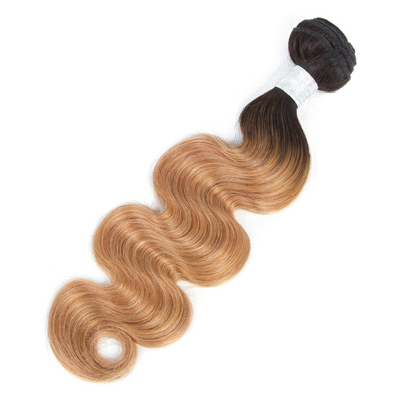 #27 Body Wave 10A Grade #1B/27 Hair BUNDLES with 4x4 CLOSURES & 13x4 F - GlamAura