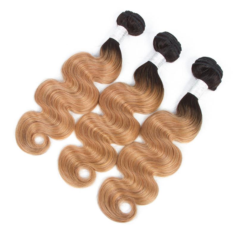 #27 Body Wave 10A Grade #1B/27 Hair BUNDLES with 4x4 CLOSURES & 13x4 F - GlamAura
