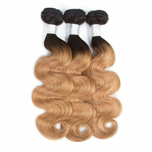 #27 Body Wave 10A Grade #1B/27 Hair BUNDLES with 4x4 CLOSURES & 13x4 F - GlamAura