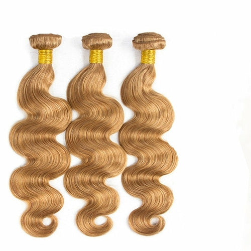#27 Body Wave 10A Grade #1B/27 Hair BUNDLES with 4x4 CLOSURES & 13x4 F - GlamAura