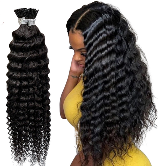 Loose Deep Wave Human Hair i Tip Microlinks Bulk Braiding Human Hair B - GlamAura