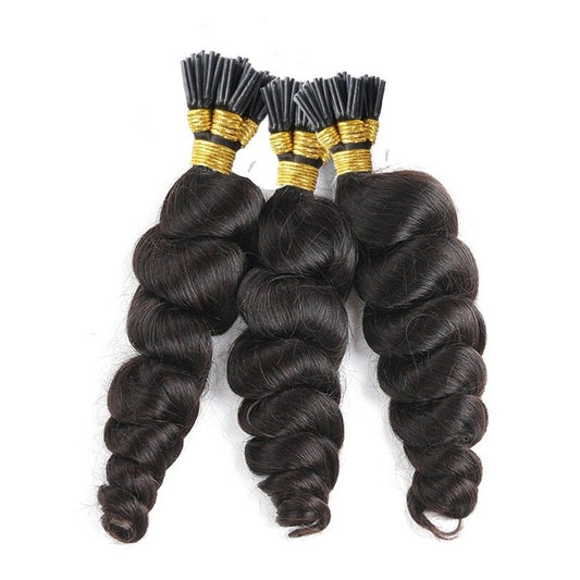 Loose Wave Human Hair i Tip Microlinks Bulk Braiding Human Hair Bundle - GlamAura
