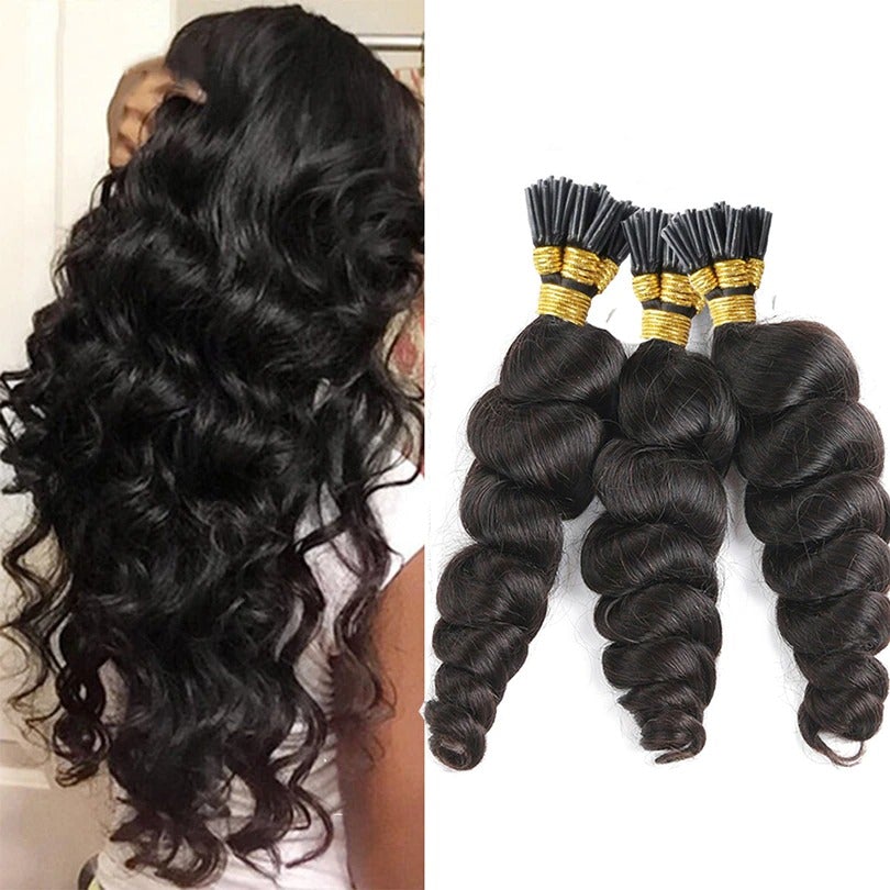Loose Wave Human Hair i Tip Microlinks Bulk Braiding Human Hair Bundle - GlamAura