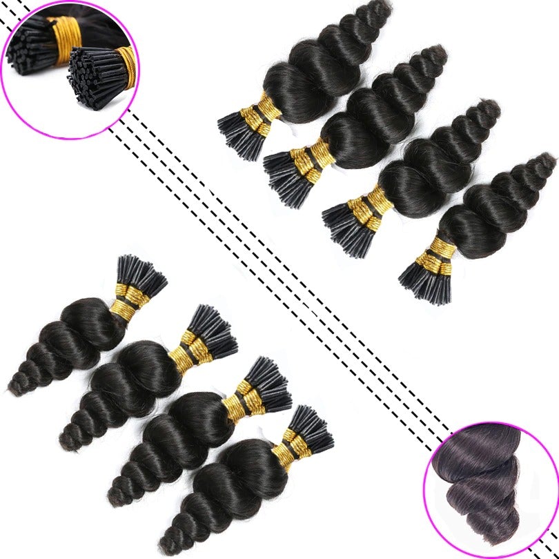 Loose Wave Human Hair i Tip Microlinks Bulk Braiding Human Hair Bundle - GlamAura