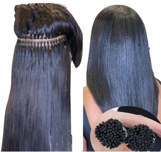 Brazilian Straight Human Hair I Tip Microlinks Bulk Braiding Human Hai - GlamAura