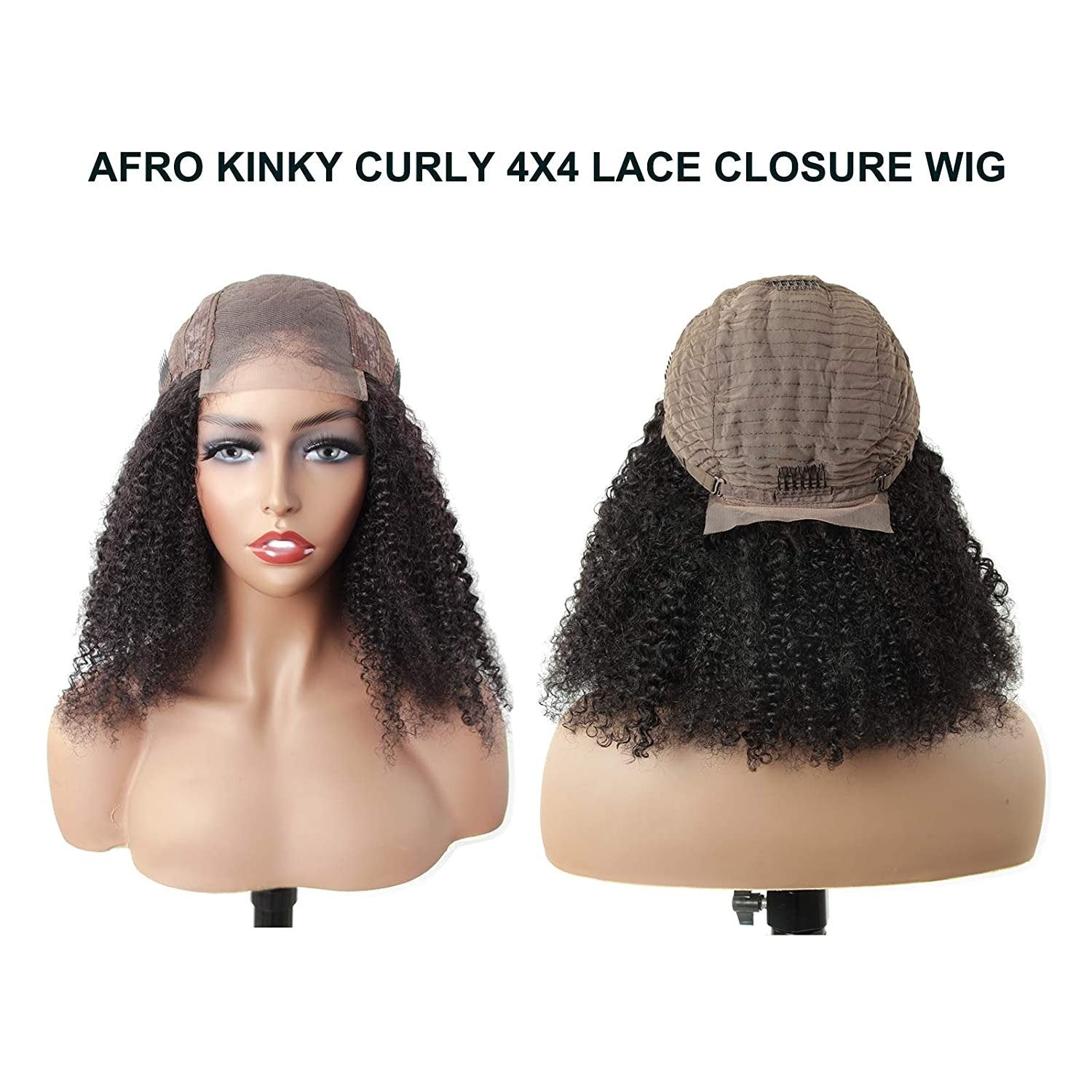 BeuMax 4x4 Afro Kinky Curly 5x5 Lace Closure wig 6x6 Human Hair Wigs - GlamAura