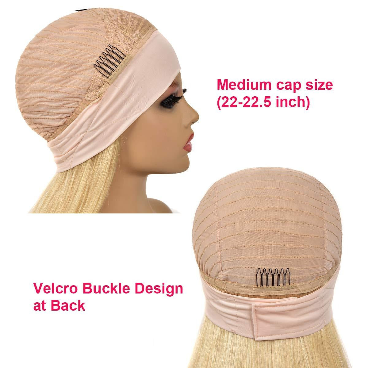 Straight 1B/613 Headband Human Hair Wigs For Black Women Blonde Scarf - GlamAura