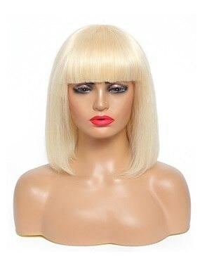 #613 Brazilian 99J Burgundy Short Bob Remy Straight Human Hair Wigs Wi - GlamAura