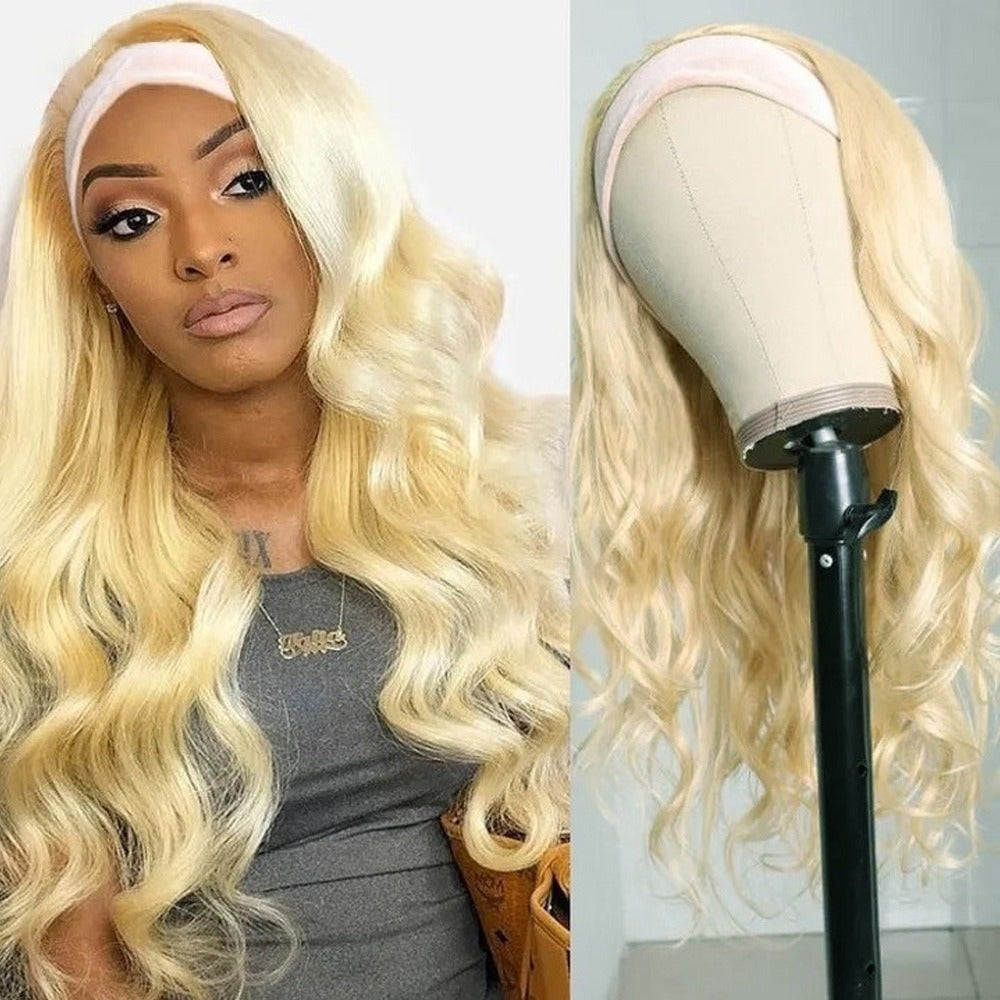 Body Wave #1B/613 Headband Human Hair For Black Women Blonde Scarf