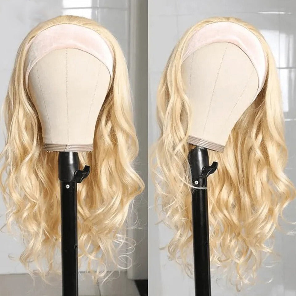 Body Wave #1B/613 Headband Human Hair For Black Women Blonde Scarf