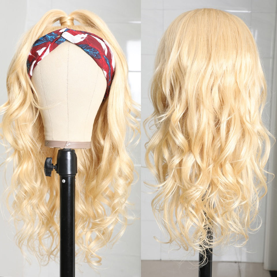 Body Wave #1B/613 Headband Human Hair For Black Women Blonde Scarf